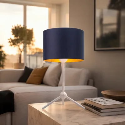 Nowoczesna lampka nocna do sypialni z abażurem ASPEN GOLD