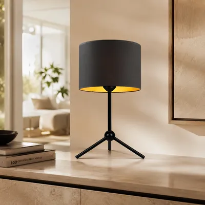 Nowoczesna lampka nocna z czarnym abażurem ASPEN GOLD
