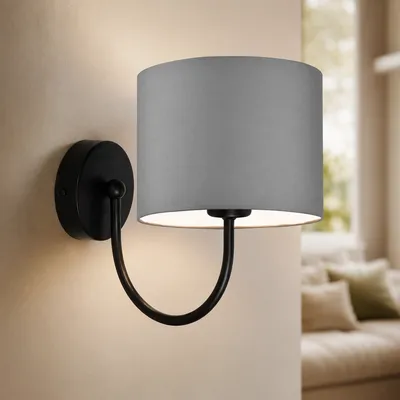 Kinkiet ścienny do przedpokoju LYON elegancka lampa z tkaninowym kloszem