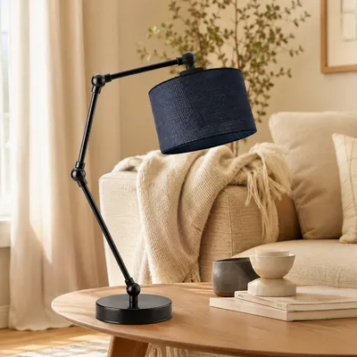 Czarna lampka nocna z regulowanym ramieniem do czytania ASMARA BOHO w stylu boho