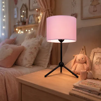 Designerska lampa stołowa dla dzieci ASPEN z abażurem jasnofioletowym