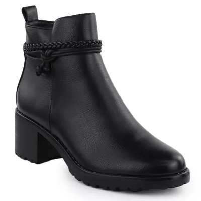 Botki ocieplane na klocku damskie czarne Potocki Z25-SZ12690-