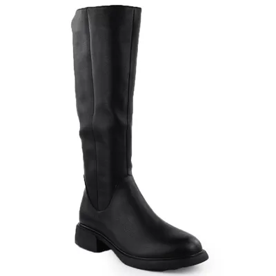 Skórzane kozaki damskie oficerki czarne D&A S.Barski Premium Collection JC52-837