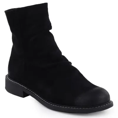Botki zamszowe damskie marszczone czarne Potocki Z25-SZ12716
