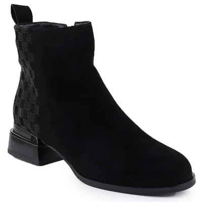Skórzane botki damskie czarne D&A S.Barski Premium Collection JC52-853