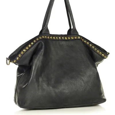 Duża torebka skórzana oversize style shopper bag - MARCO MAZZINI czarny