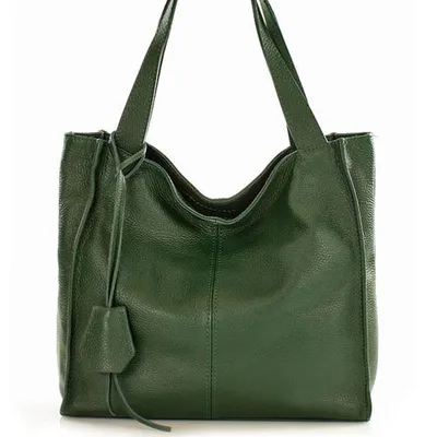 Modna torebka damska skórzany shopper bag - MARCO MAZZINI Portofino Max ciemny zielony