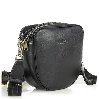 Torba skórzana na dwa zamki crossbody camera bag - MARCO MAZZINI czarny