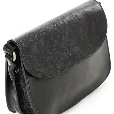 Czarna skórzana torebka saddle bag półksiężyc sztywna skóra - MARCO MAZZINI