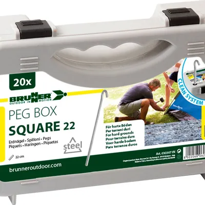 Śledzie Brunner SET PEG BOX Square 22 cm 20 szt. Zestaw W Walizce