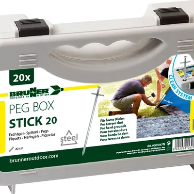 Śledzie Brunner SET PEG BOX Stick 20 cm 20 szt. Zestaw W Walizce
