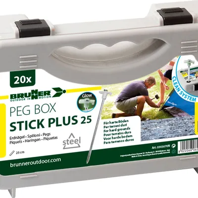 Śledzie Brunner SET PEG BOX Stick Plus 25 cm 20 szt. Zestaw W Walizce