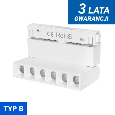 Lampa z Diodami do Szyn Magnetycznych Biała Łamana 6W 4000K DDCX-GDZD6 - TYP B