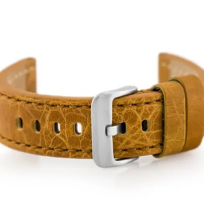 Pasek skórzany do zegarka W48 - PREMIUM - camel - 24mm