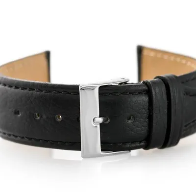 Pasek skórzany do zegarka W26 - PREMIUM - czarny - 22mm