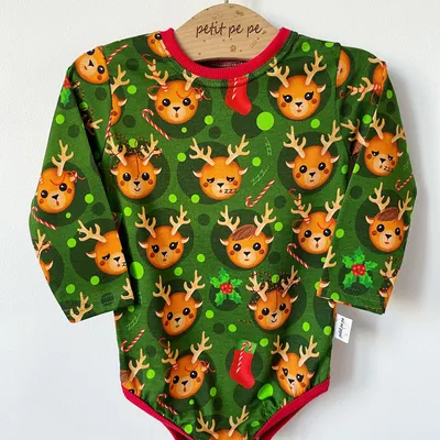 Body z cienkiej dzianiny jersey - milutkie reniferki