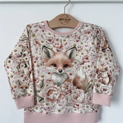 Bluza dresowa z panelem - Bajeczny ogród: lisek