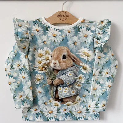 Bluzka z dresówki z panelem - Daisy rabbit