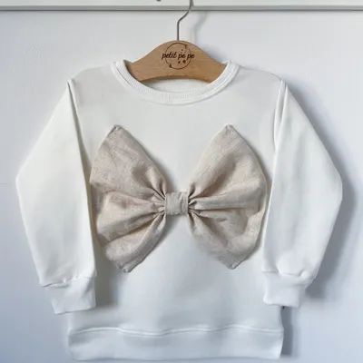 Bluza dresowa z kokardą - Beige