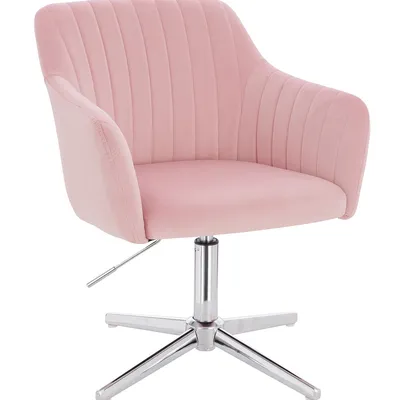 FOTEL HR190CROSS PUDROWY RÓŻ WELUR CHROMOWANA PODSTAWA