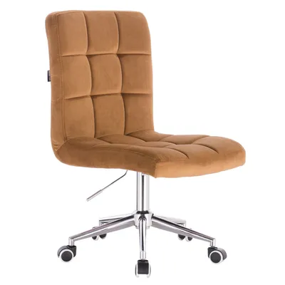 FOTEL HR7009K MIODOWY WELUR CHROMOWANA PODSTAWA