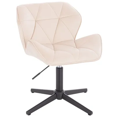 FOTEL HR111CROSS KREMOWY WELUR CZARNA PODSTAWA