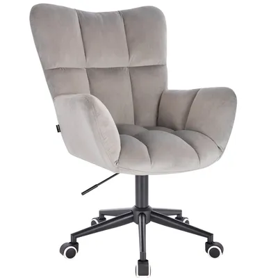 FOTEL HR650K STALOWY WELUR CZARNA PODSTAWA