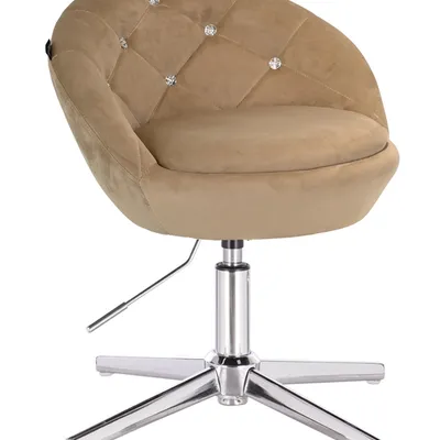 FOTEL HR948CROSS LATTE WELUR CHROMOWANA PODSTAWA