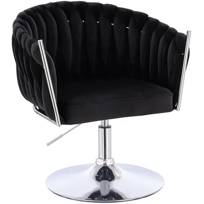 FOTEL HR750N CZARNY WELUR CHROMOWANA PODSTAWA