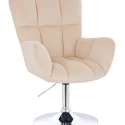 FOTEL HR650N KREMOWY WELUR CHROMOWANA PODSTAWA