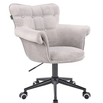 FOTEL HR804CK STALOWY WELUR CZARNA PODSTAWA