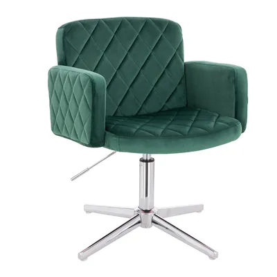 FOTEL HR802CROSS BUTELKOWA ZIELEŃ WELUR CHROMOWANA PODSTAWA