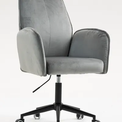 FOTEL HR280K STALOWY WELUR CZARNA PODSTAWA