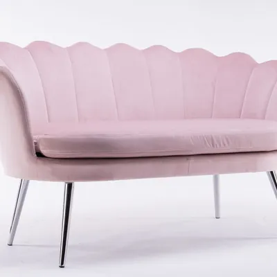 SOFA FREY PUDROWY RÓŻ CHROMOWANE NOGI