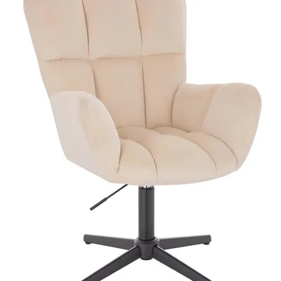 FOTEL HR650CROSS KREMOWY WELUR CZARNA PODSTAWA
