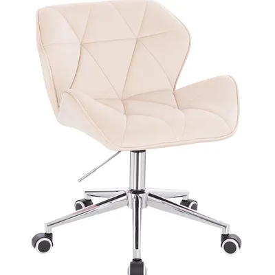 FOTEL HR111K KREMOWY WELUR CHROMOWANA PODSTAWA