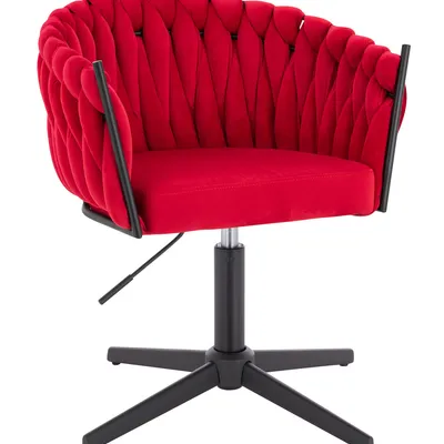 FOTEL HR750CROSS CZERWONY WELUR CZARNA PODSTAWA
