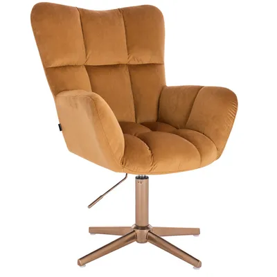 FOTEL HR650CROSS MIODOWY WELUR ZŁOTA PODSTAWA