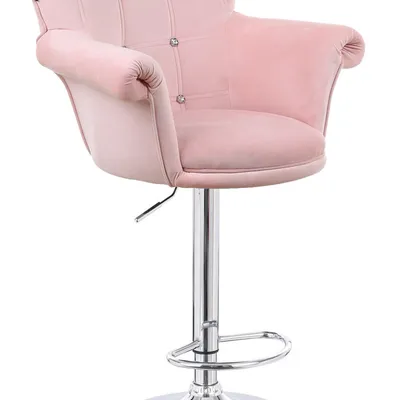 FOTEL HR804CW PUDROWY RÓŻ WELUR CHROMOWANA PODSTAWA