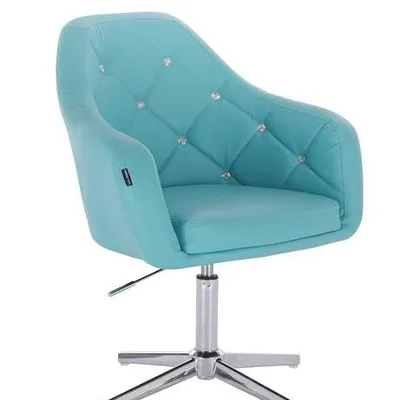 FOTEL HR830 TURKUSOWA SKÓRA CROSS CHROM