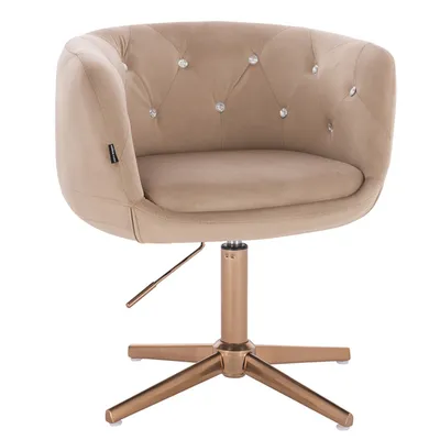FOTEL HR333CCROSS LATTE WELUR ZŁOTA PODSTAWA