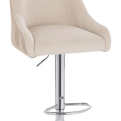 FOTEL HR920W KREMOWY WELUR CHROMOWANA PODSTAWA