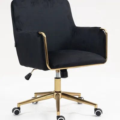 FOTEL HR4318K CZARNY WELUR ZŁOTA PODSTAWA