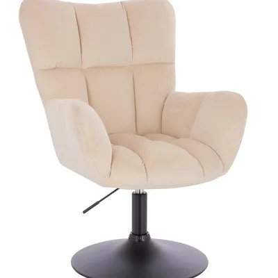 FOTEL HR650N KREMOWY WELUR CZARNA PODSTAWA