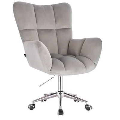 FOTEL HR650K STALOWY WELUR CHROMOWANA PODSTAWA