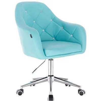 FOTEL HR830 TURKUSOWA SKÓRA CHROM KÓŁKA