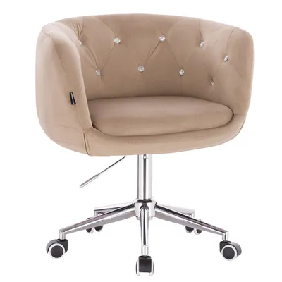 FOTEL HR333CK LATTE WELUR SREBRNA PODSTAWA