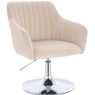 FOTEL HR190N KREMOWY WELUR CHROMOWANA PODSTAWA