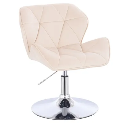 FOTEL HR111N KREMOWY WELUR CHROMOWANA PODSTAWA