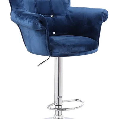 FOTEL HR804CW CIEMNE MORZE WELUR CHROMOWANA PODSTAWA